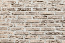 Old Brick Wall In A Light Beige And Grey Color, Clay Bricks Texture 