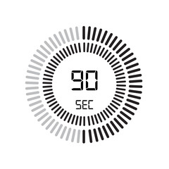 Poster - The 90 seconds icon, digital timer. clock and watch, timer, countdown symbol isolated on white background, stopwatch vector icon