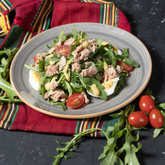 Meat salad on the table