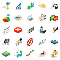 Poster - Occupation icons set. Isometric set of 25 occupation vector icons for web isolated on white background
