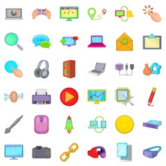 Poster - Computer part icons set. Cartoon style of 36 computer part vector icons for web isolated on white background
