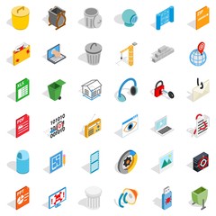 Poster - Computer file icons set. Isometric style of 36 computer file vector icons for web isolated on white background