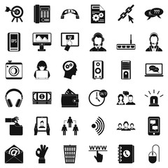 Poster - Contact us icons set. Simple style of 36 contact us vector icons for web isolated on white background