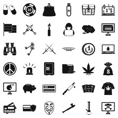 Poster - Criminal money icons set. Simple style of 36 criminal money vector icons for web isolated on white background