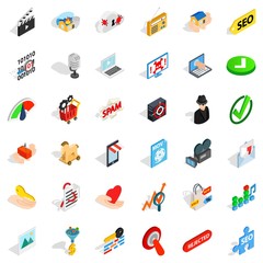 Poster - Cyber protection icons set. Isometric style of 36 cyber protection vector icons for web isolated on white background