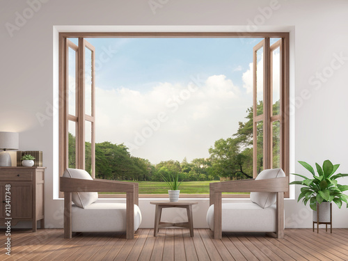 Modern Contemporary Living Room 3d Render There Are Wooden