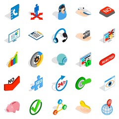 Poster - Career icons set. Isometric set of 25 career vector icons for web isolated on white background
