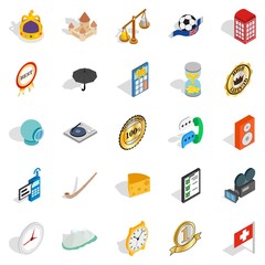Poster - Time icons set. Isometric set of 25 time vector icons for web isolated on white background