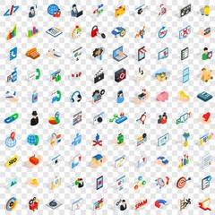 Poster - 100 development icons set in isometric 3d style for any design vector illustration