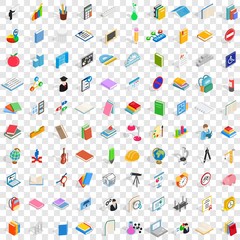 Poster - 100 education icons set in isometric 3d style for any design vector illustration