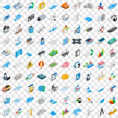 Poster - 100 electricity icons set in isometric 3d style for any design vector illustration