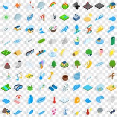 Poster - 100 forecast icons set in isometric 3d style for any design vector illustration