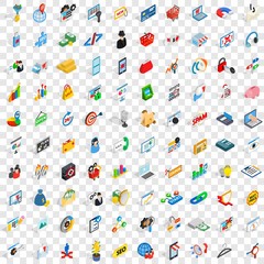 Poster - 100 it icons set in isometric 3d style for any design vector illustration