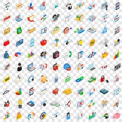 Poster - 100 it business icons set in isometric 3d style for any design vector illustration