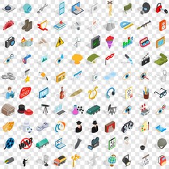 Poster - 100 job icons set in isometric 3d style for any design vector illustration