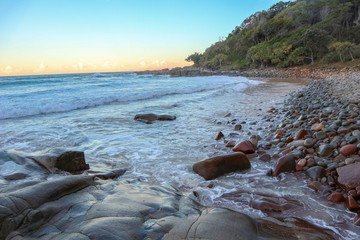 sunrise beach paradise sea rocks