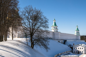 Wall Mural - The fortress walls with towers around the New Jerusalem Monastery of the 17th century. Istra, Moscow suburbs, Russia.