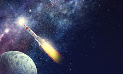 Wall Mural - rocket space ship . mixed media