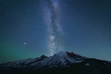 milky way over mount rainier