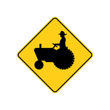 USA Traffic Road Signs. Farm Vehicle Ahead Or Crossing. Vector Illustration
