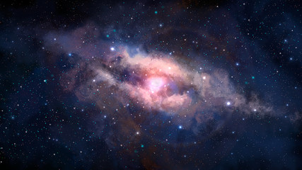 Wall Mural - Space scene. Colorful nebula, milky way with stars. Elements furnished by NASA. 3D rendering