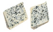 Danish blue cheese triangle isolated on white background with clipping path