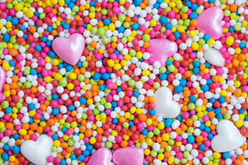 Wall Mural - abstract colorful rainbow sugar and sweet heart shape texture beautiful background for valentine day