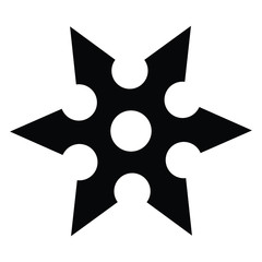 A black and white silhouette of a shuriken