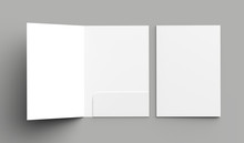 A4 Size Single Pocket Reinforced Folder Mock Up Isolated On Gray Background. 3D Illustration.