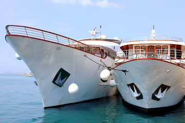 Two ships at Split city harbor in Croatia