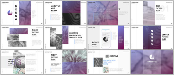 Wall Mural - Minimal presentations design, portfolio vector templates with elements on white background. Multipurpose template for presentation slide, flyer leaflet, brochure cover, report, marketing, advertising.