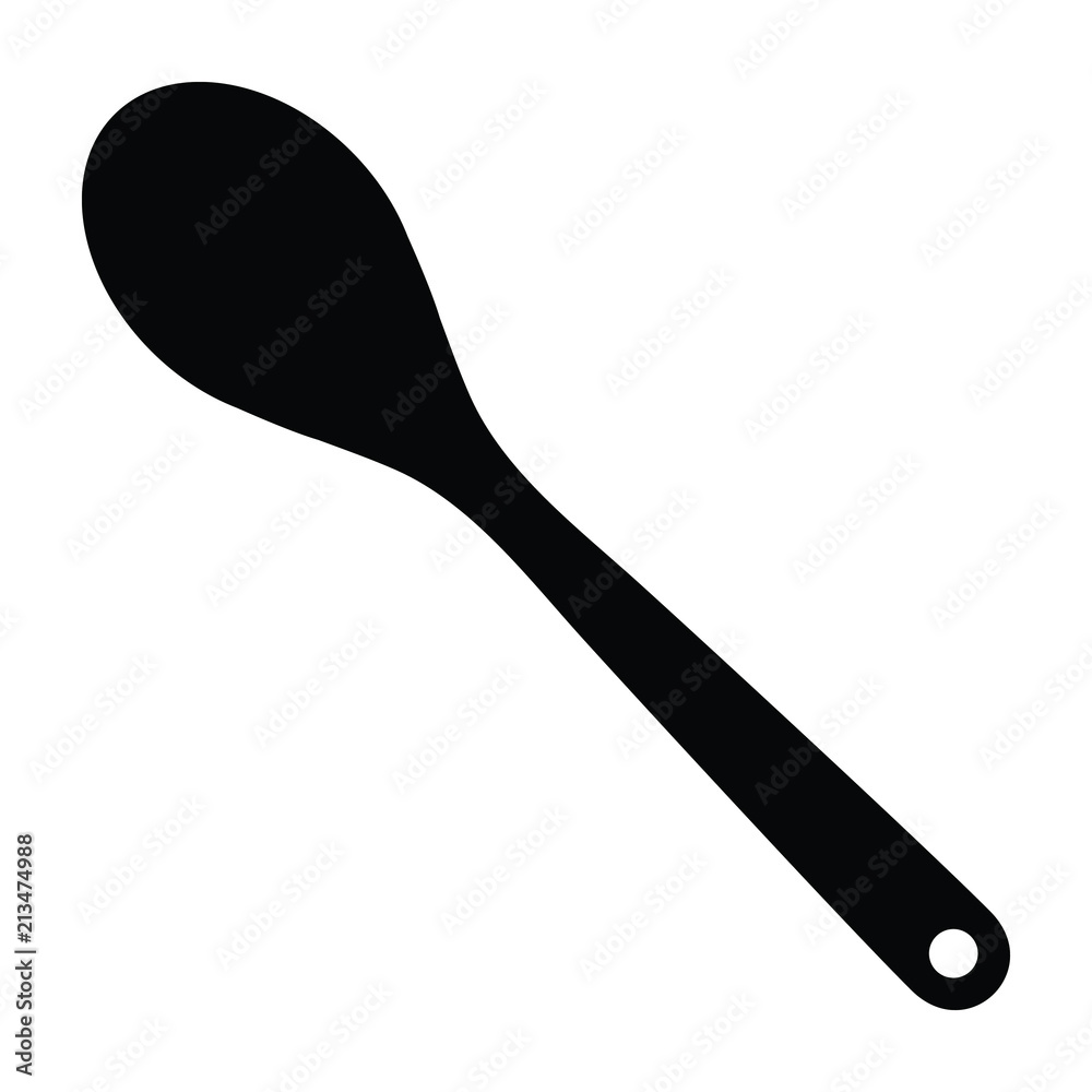 A black and white silhouette of a cooking spoon Stock Vector | Adobe Stock, image size:1000x1000