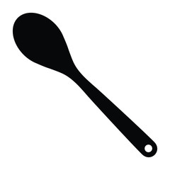 A black and white silhouette of a cooking spoon