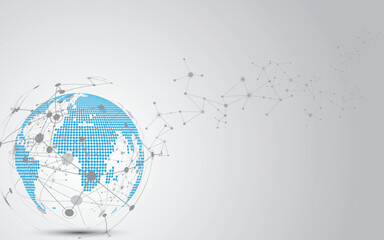 Wall Mural - global network connection world map abstract technology background global business innovation concep