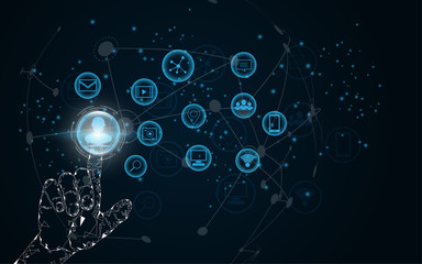 hand touch selection,touch the future abstract technology innovation concept