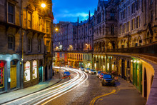 Night View Of Victoria Street In Edinburgh, Scotland