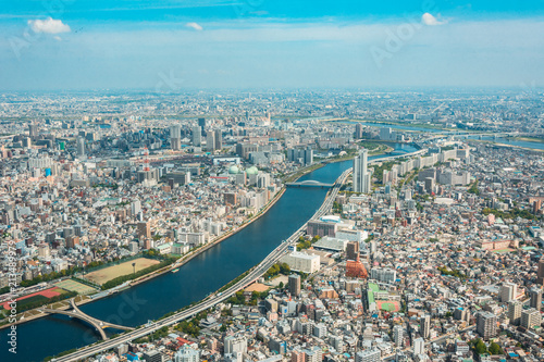 Zdjęcie XXL Tokio z powietrza - widok z lotu ptaka