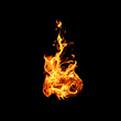 canvas print picture - Fire flames on black background.