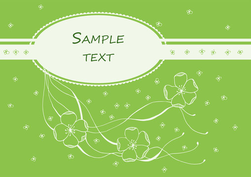 Card with blank place for text. Hand drawn floral composition.