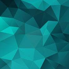 Vector Abstract Irregular Polygonal Square Background - Triangle Low Poly Pattern - Blue Green, Aqua, Turquoise, Teal Color