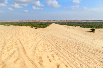 Landscape of white sand dune desert