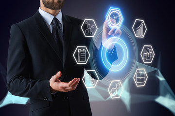 Aufkleber - businessman and digital touchscreen