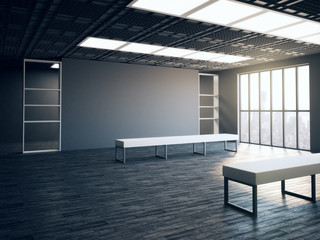 Poster - loft gallery hall and mockup wall