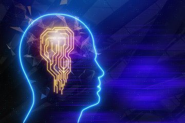 Poster - computer circuit board brain