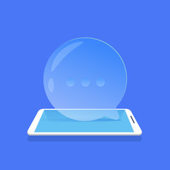 Fototapete - chat bubble icon mobile messenger application blue background flat vector illustration