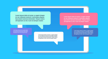 Poster - Mobile application chat interface message notifications bubble copy space flat horizontal vector illustration