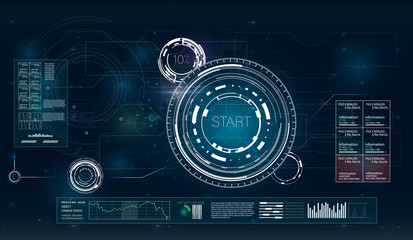 Aufkleber - Hud. Abstract illustration with hud on white background. Radar sign icon. Aim radar icon. Retro future. 