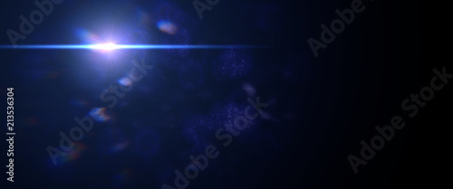 beautiful blue lens flare effect overlay texture with bokeh effect and anamorphi Poster Mural XXL