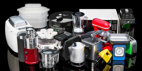 Poster - Set of small kitchen home appliances, 3D rendering