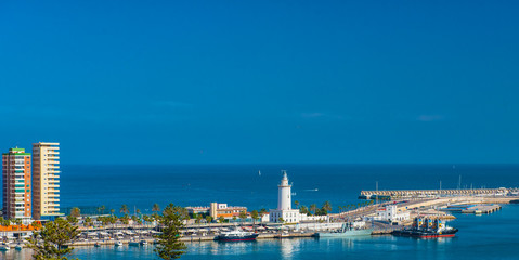 View on the port of Malaga, Spain